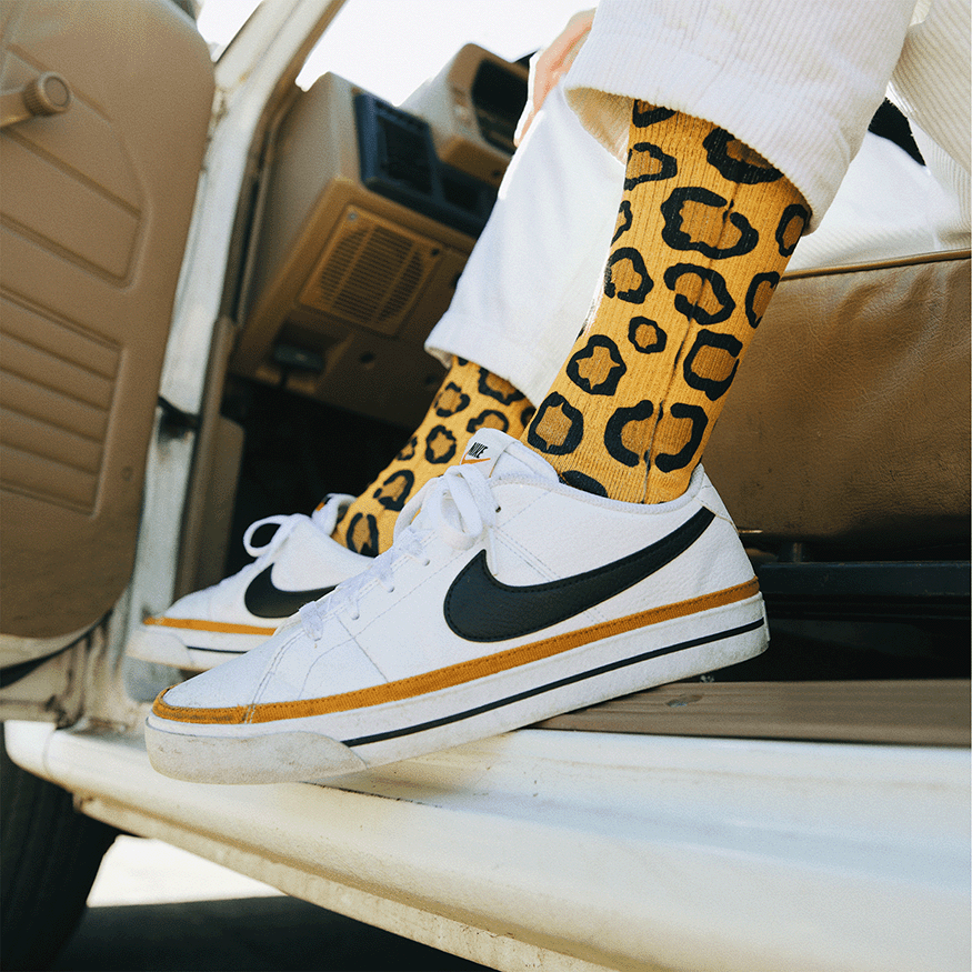 Leopard Print Jungle Cat Crew Socks