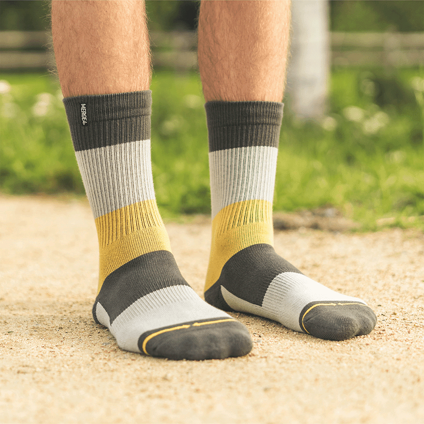 Lichen Stripe Bamboo Crew Socks by Spidey