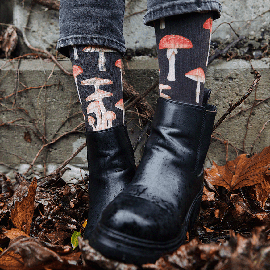 Mushrooms Crew Socks With Art By Hanna Minck