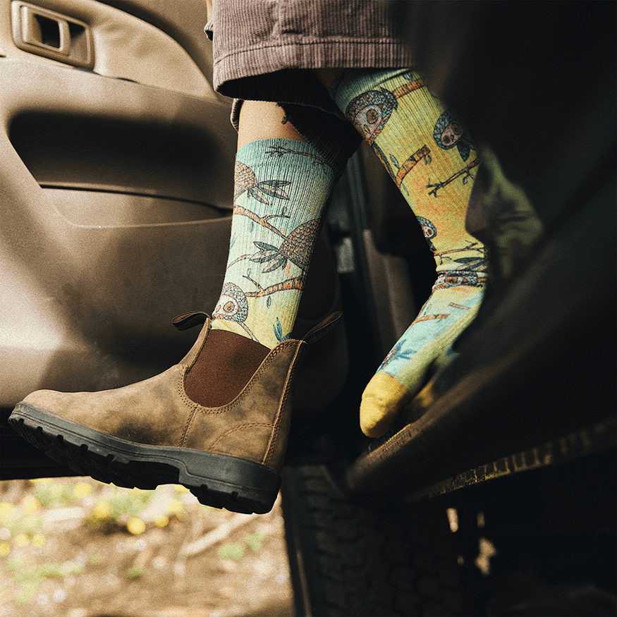Owls Animal Crew Socks With Art By Bad Otis Link