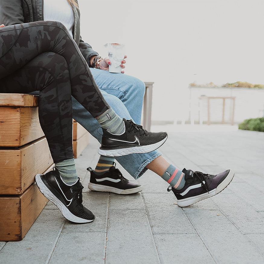 Pencil Stripe Plant Dye Quarter Crew Socks