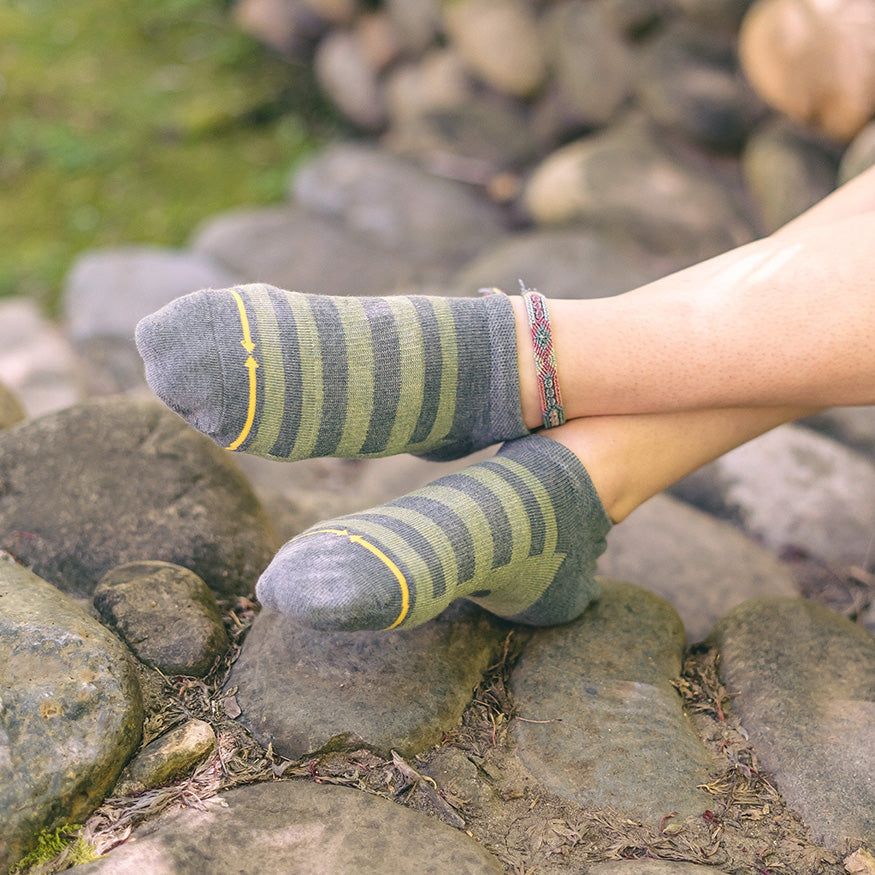 Pencil Stripe Plant Dye No Show Socks