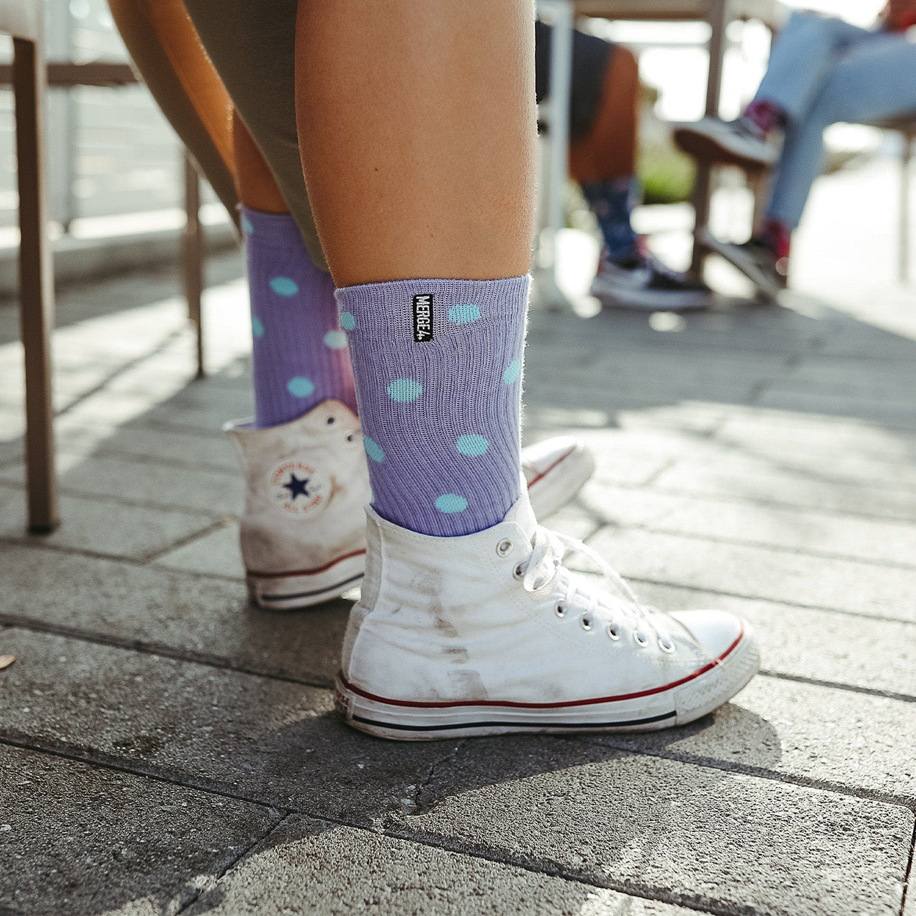 Bamboo Blend Periwinkle Polka Dot Crew Socks - by Spidey DeMontrond