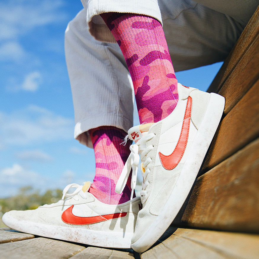 Pink Camo Crew Sock