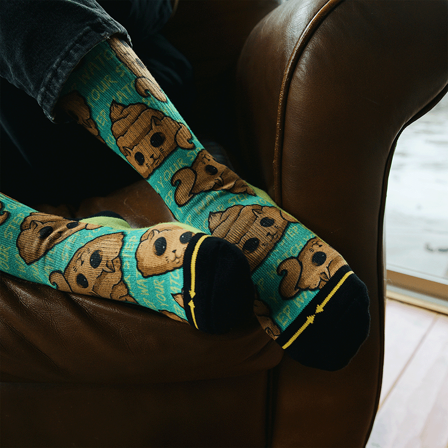 Poo Cat Crew Socks Art By Chump Magic