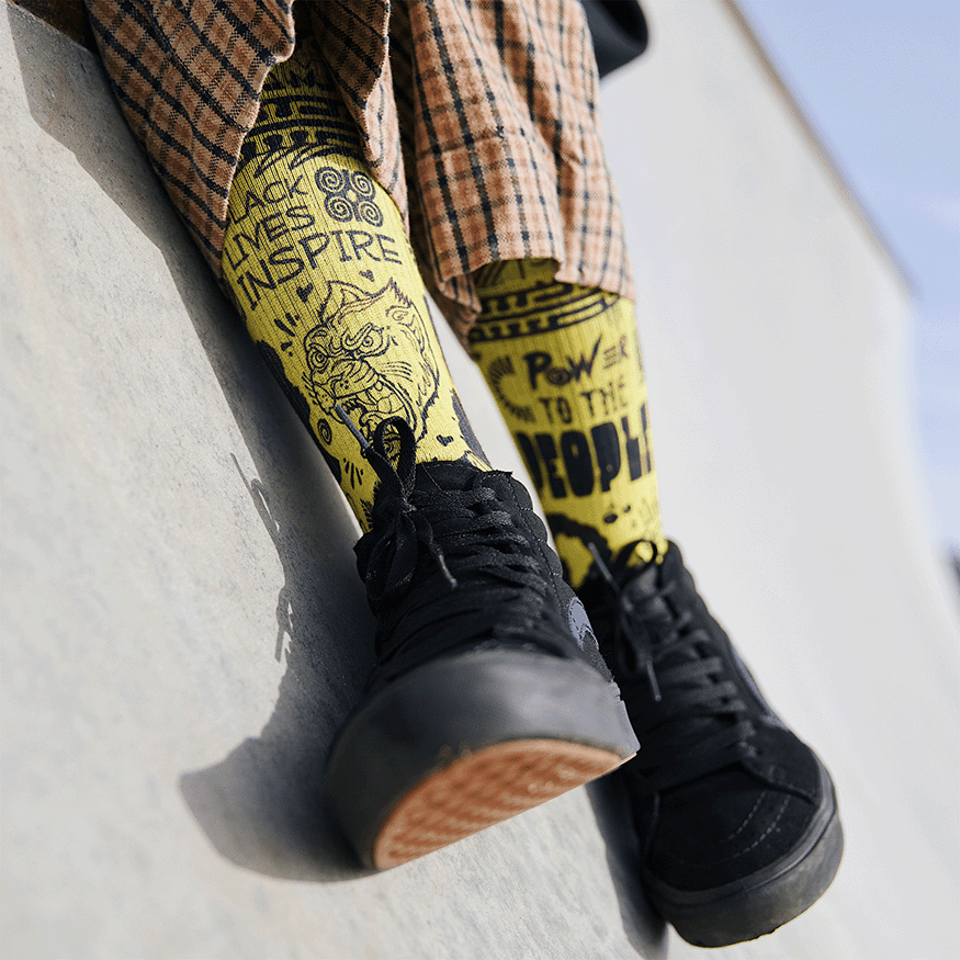 Power to the People Crew Socks Art By Taylor Reinhold