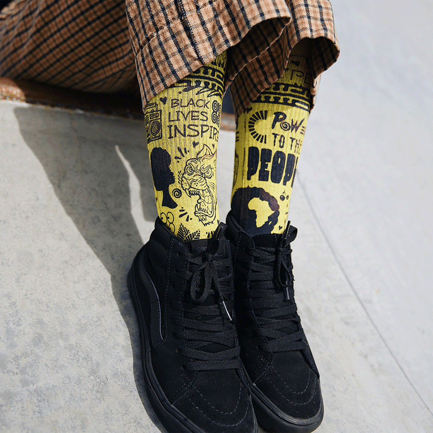 Power to the People Crew Socks Art By Taylor Reinhold