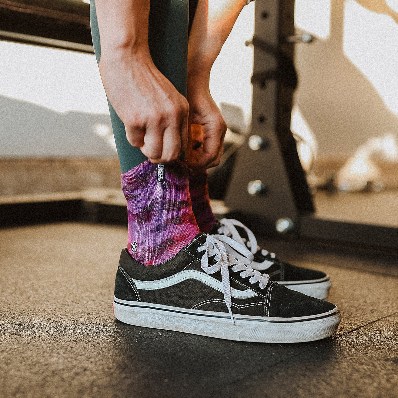 Purple Water Color Quarter Crew Sock