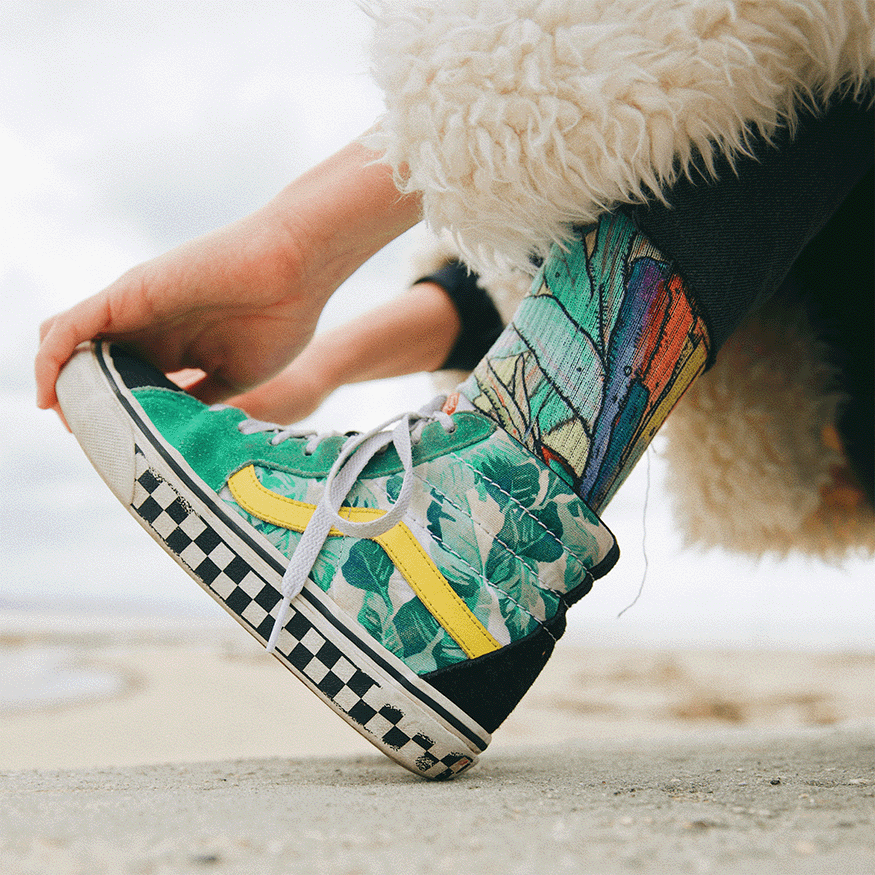 Rainbow Flower Crew Socks by Bad Otis Link