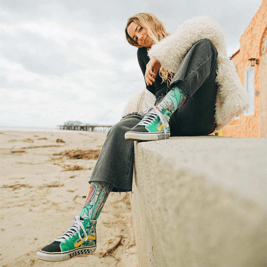Rainbow Flower Crew Socks by Bad Otis Link