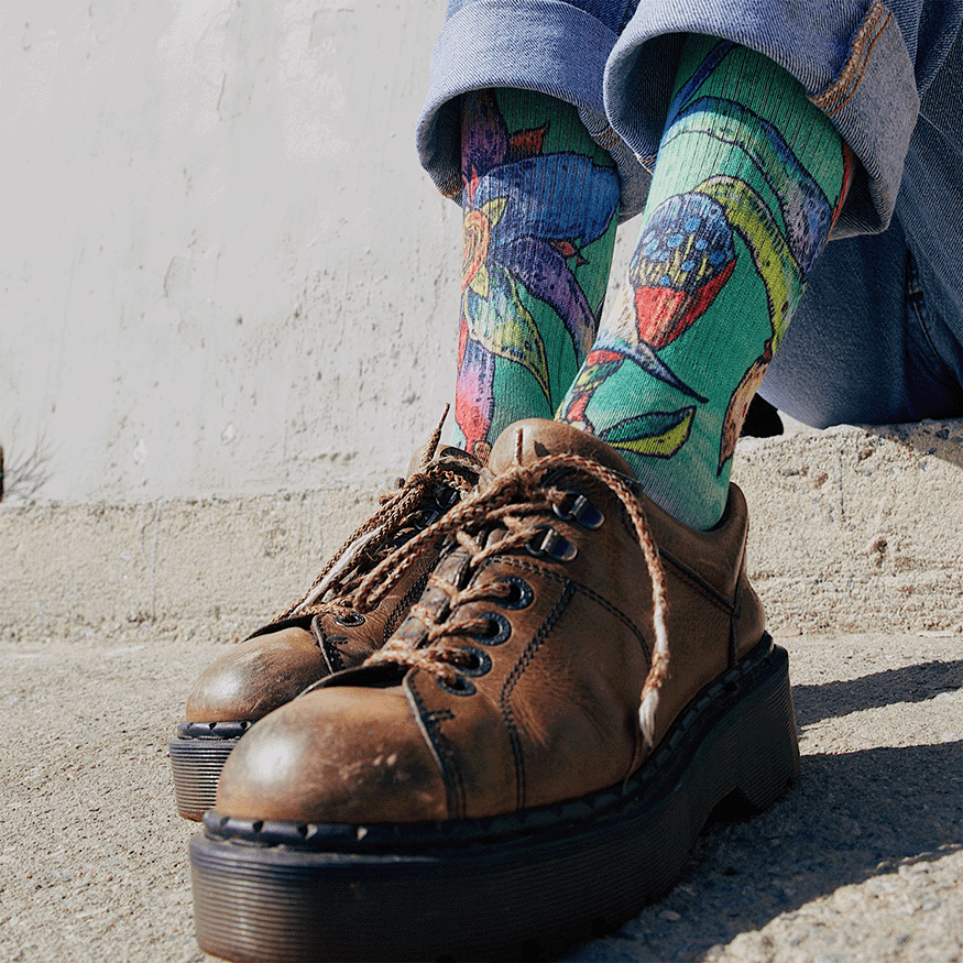 Starflower Crew Socks With Art By Bad Otis Link