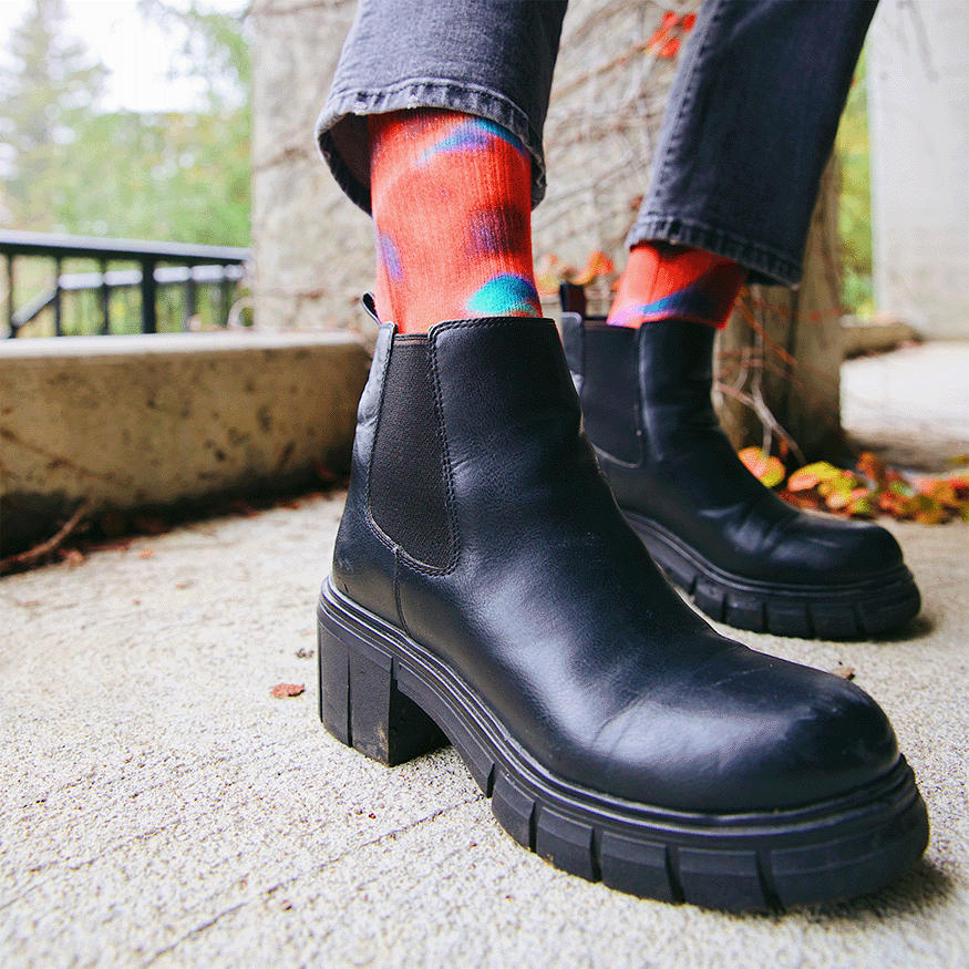 Red Water Color Crew Socks Art By Daniel Jean-Baptiste