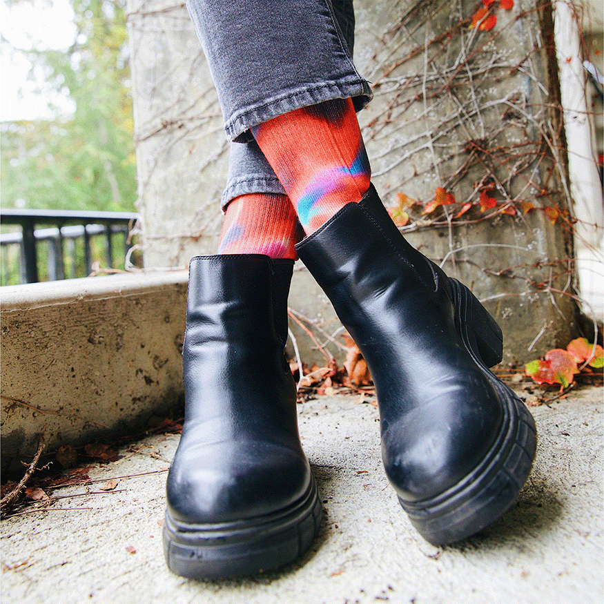 Red Water Color Crew Socks Art By Daniel Jean-Baptiste