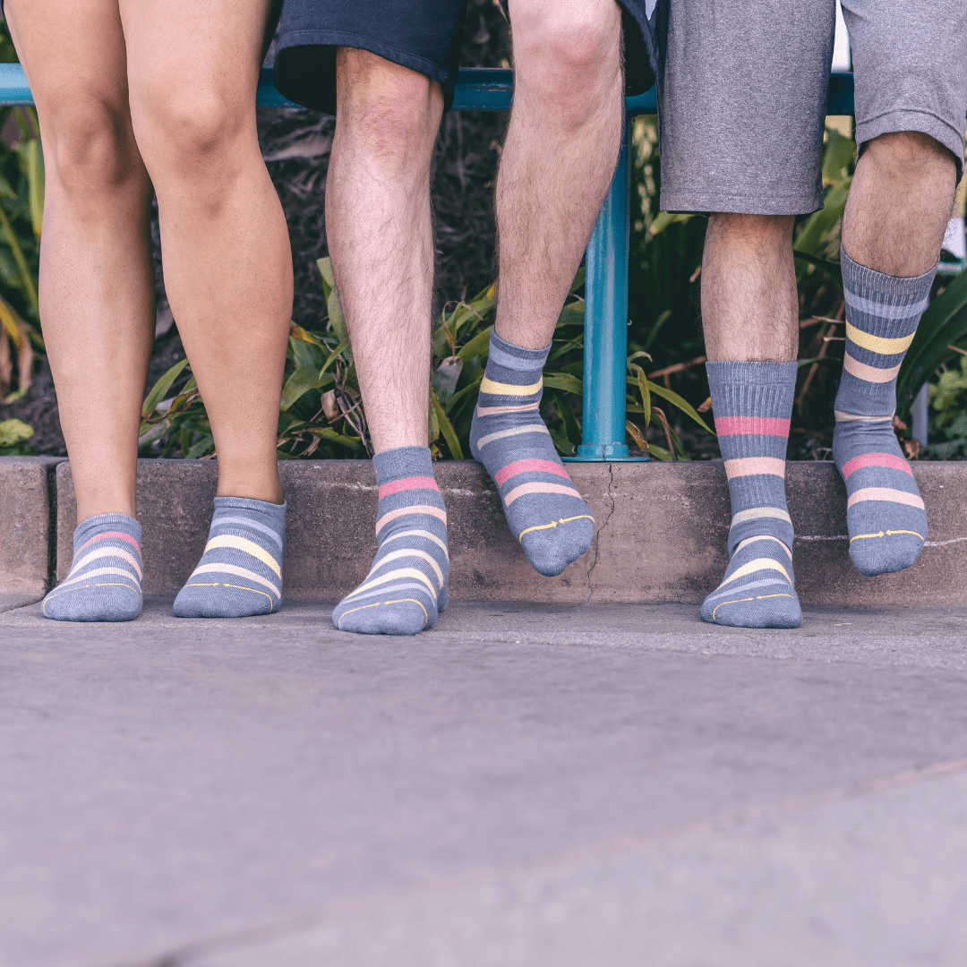 Rhythm Stripe Plant Dye Quarter Crew Socks