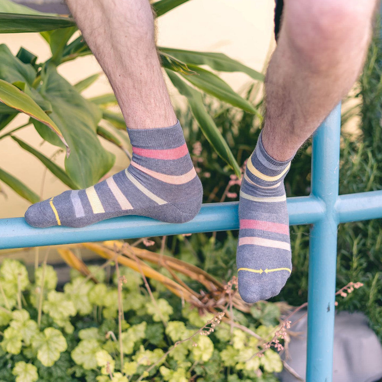 Rhythm Stripe Plant Dye Quarter Crew Socks