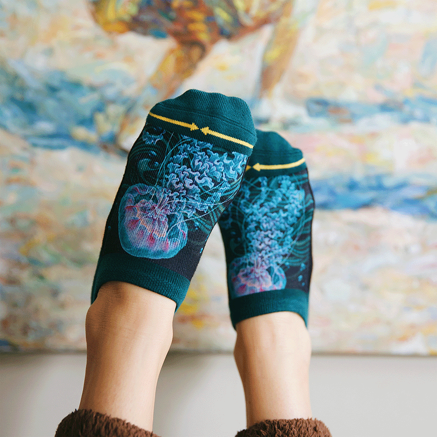 Sea Jellies No Show Socks With Art By Caia Koopman
