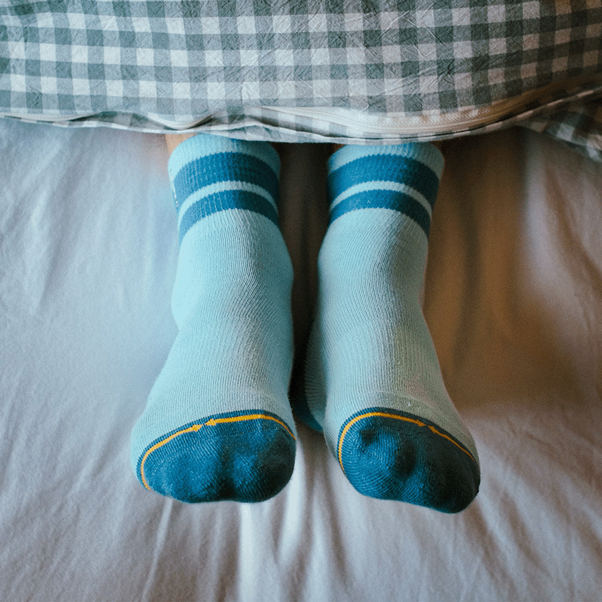 Organic Cotton Sky/Blue Quarter Crew Socks