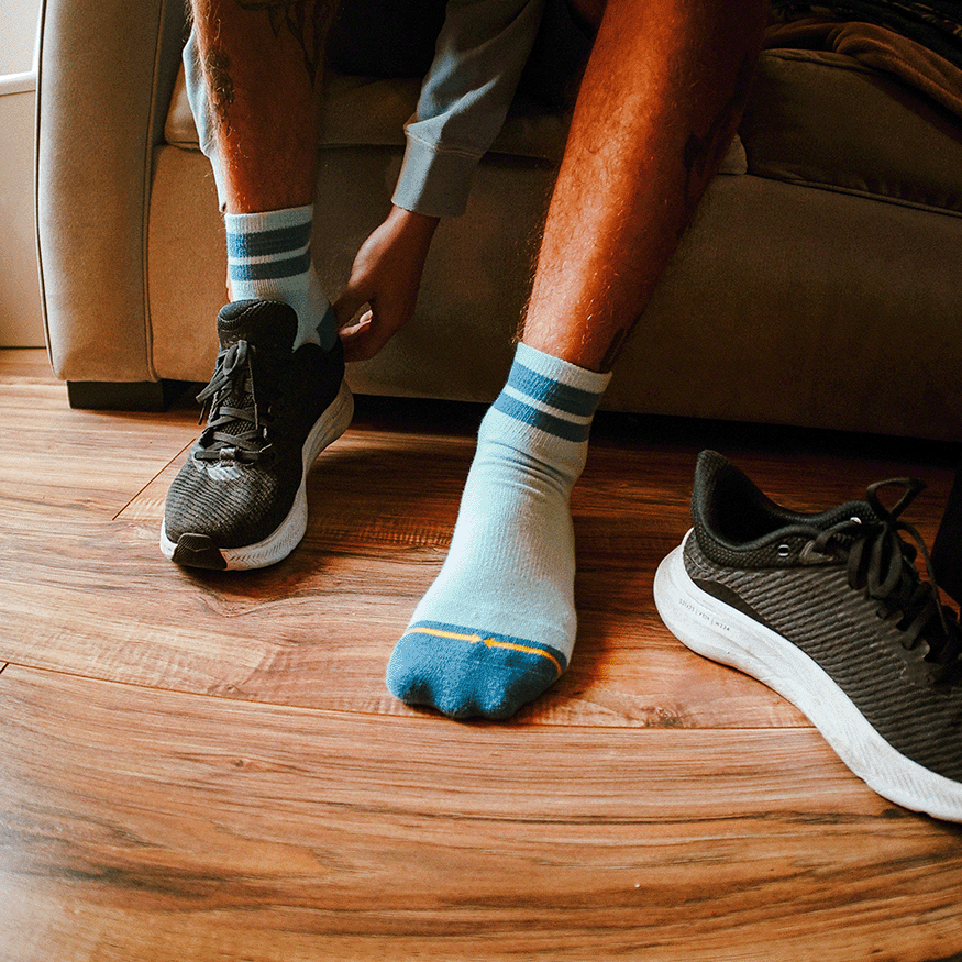 Organic Cotton Sky/Blue Quarter Crew Socks