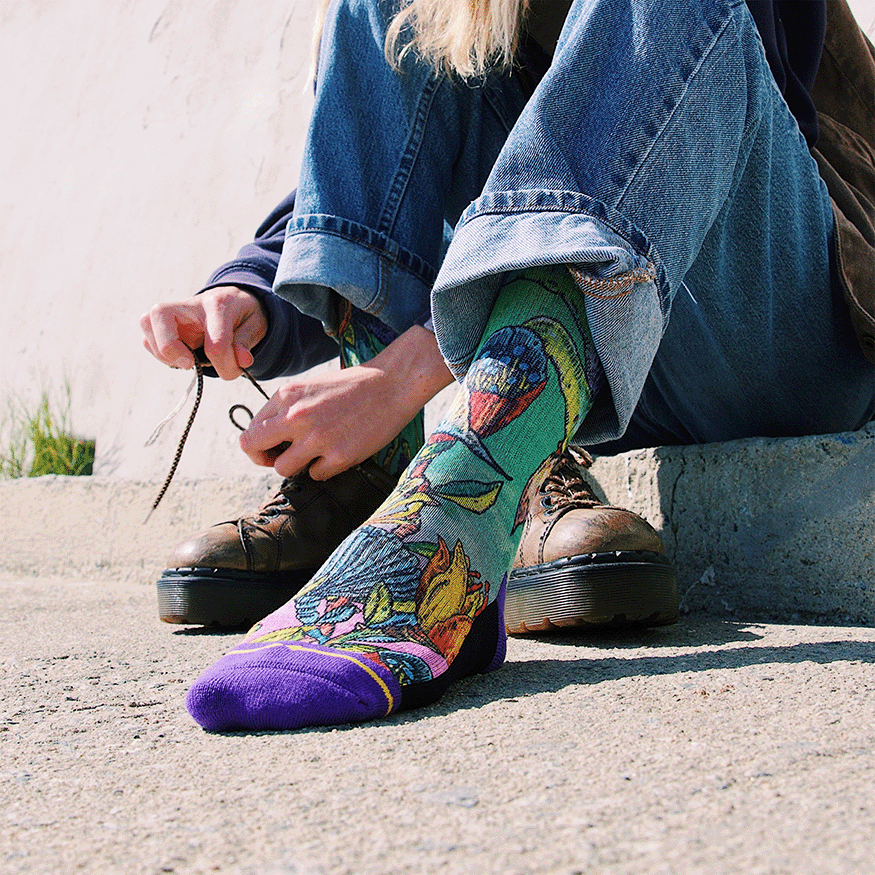 Starflower Crew Socks With Art By Bad Otis Link
