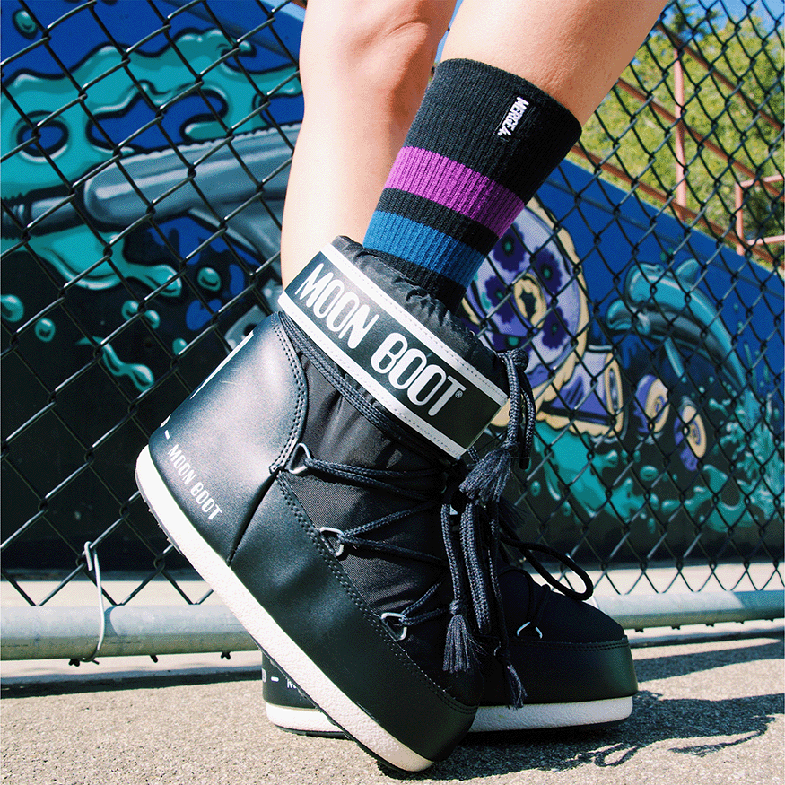 REPREVE® Subtle Grape Black Crew Socks