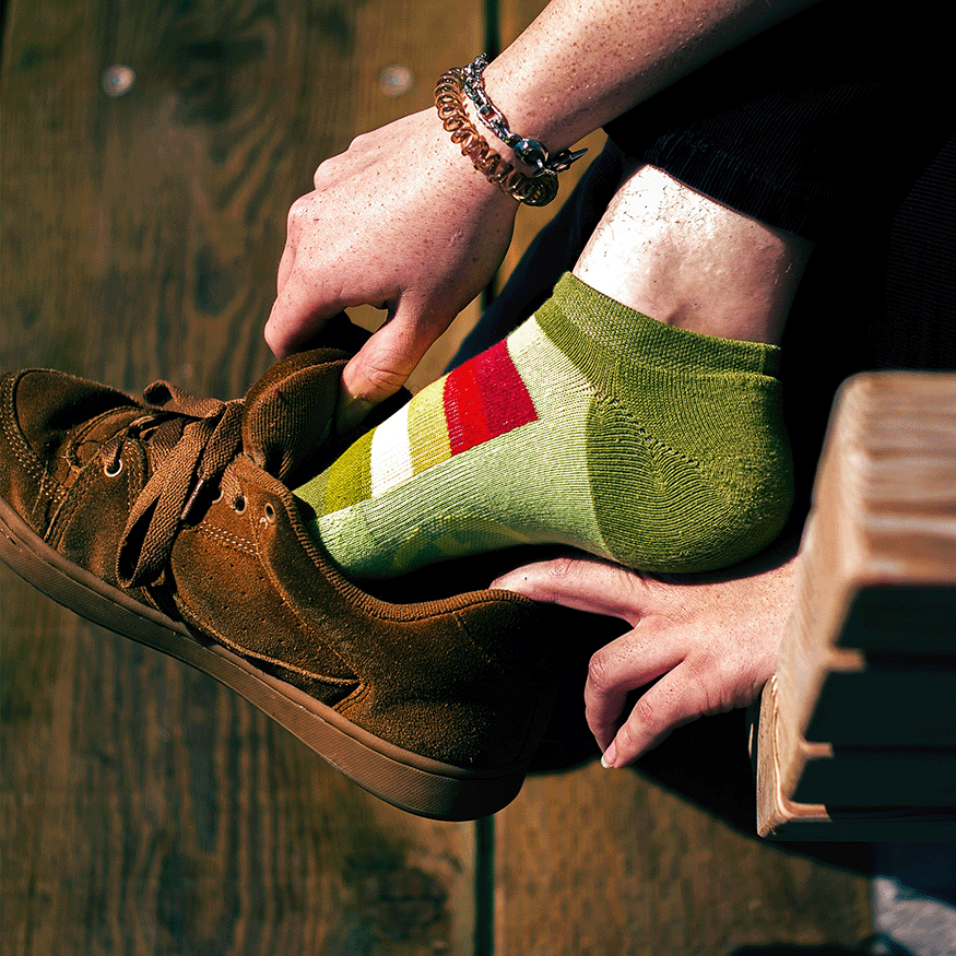 Sunset Stripes Organic Cotton No Show Socks 3-Pack