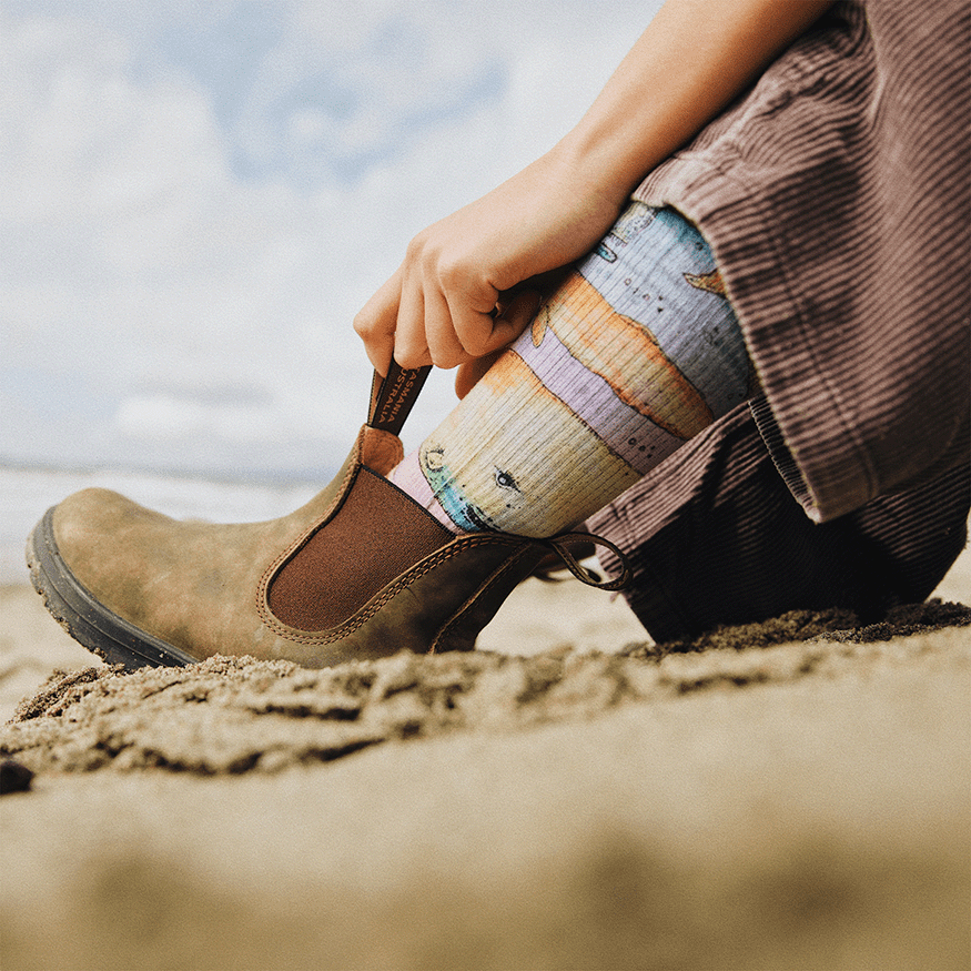 Whale Watercolor Crew Socks With Art By Bad Otis Link