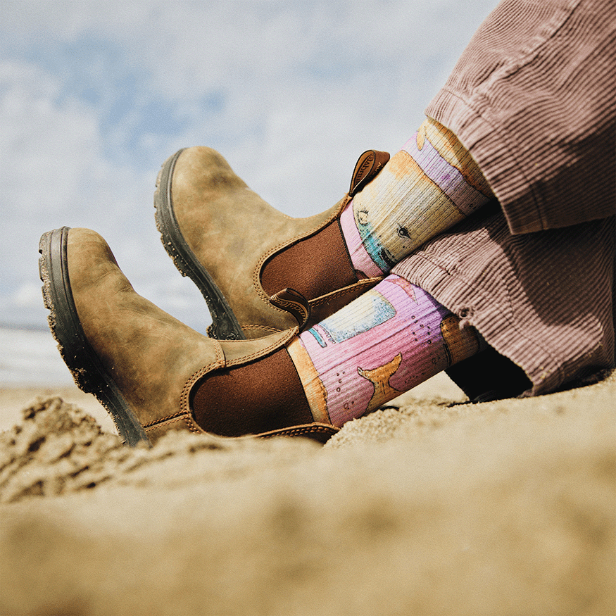 Whale Watercolor Crew Socks With Art By Bad Otis Link