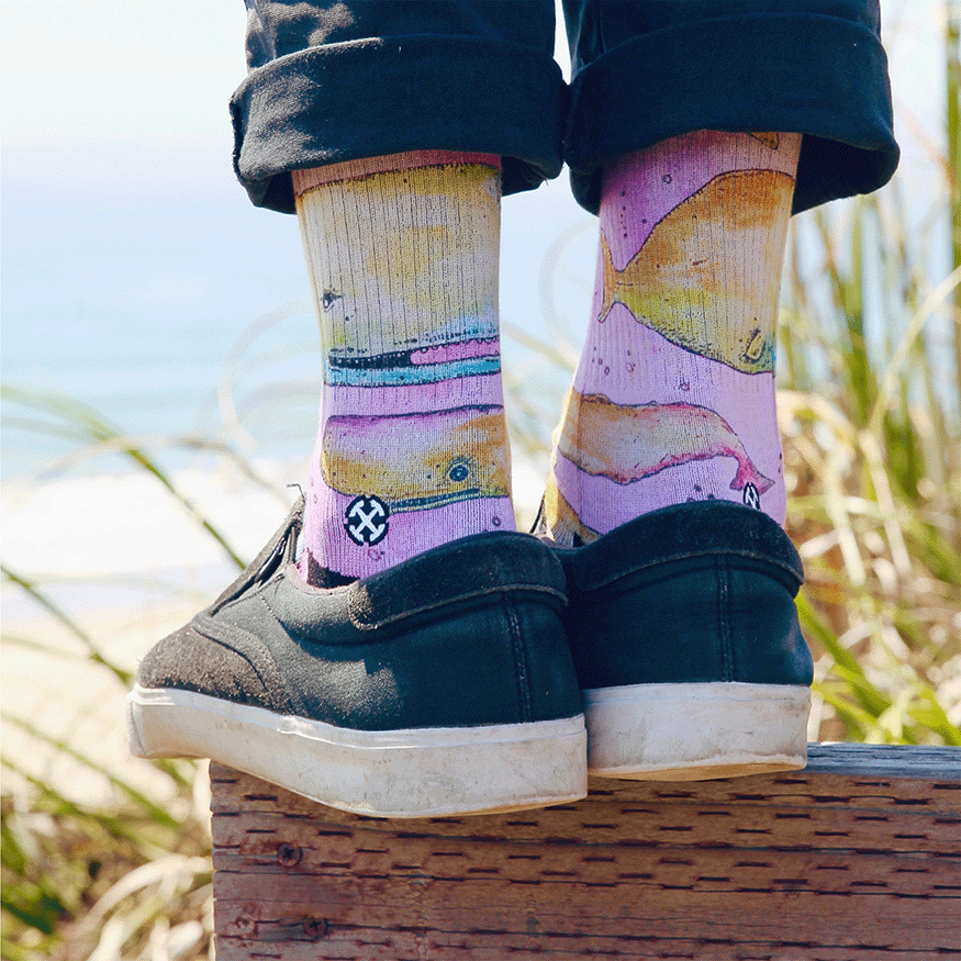 Whale Watercolor Crew Socks With Art By Bad Otis Link
