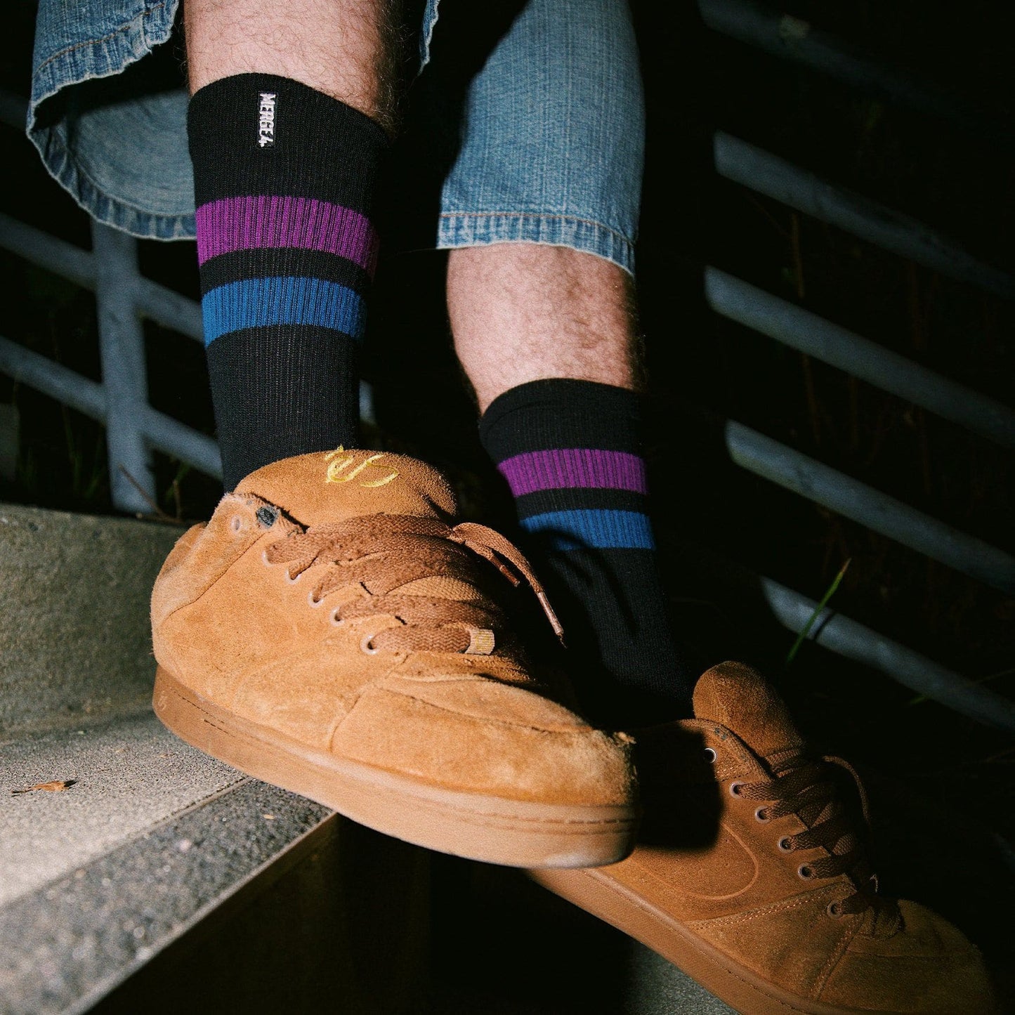REPREVE® Subtle Grape Black Crew Socks