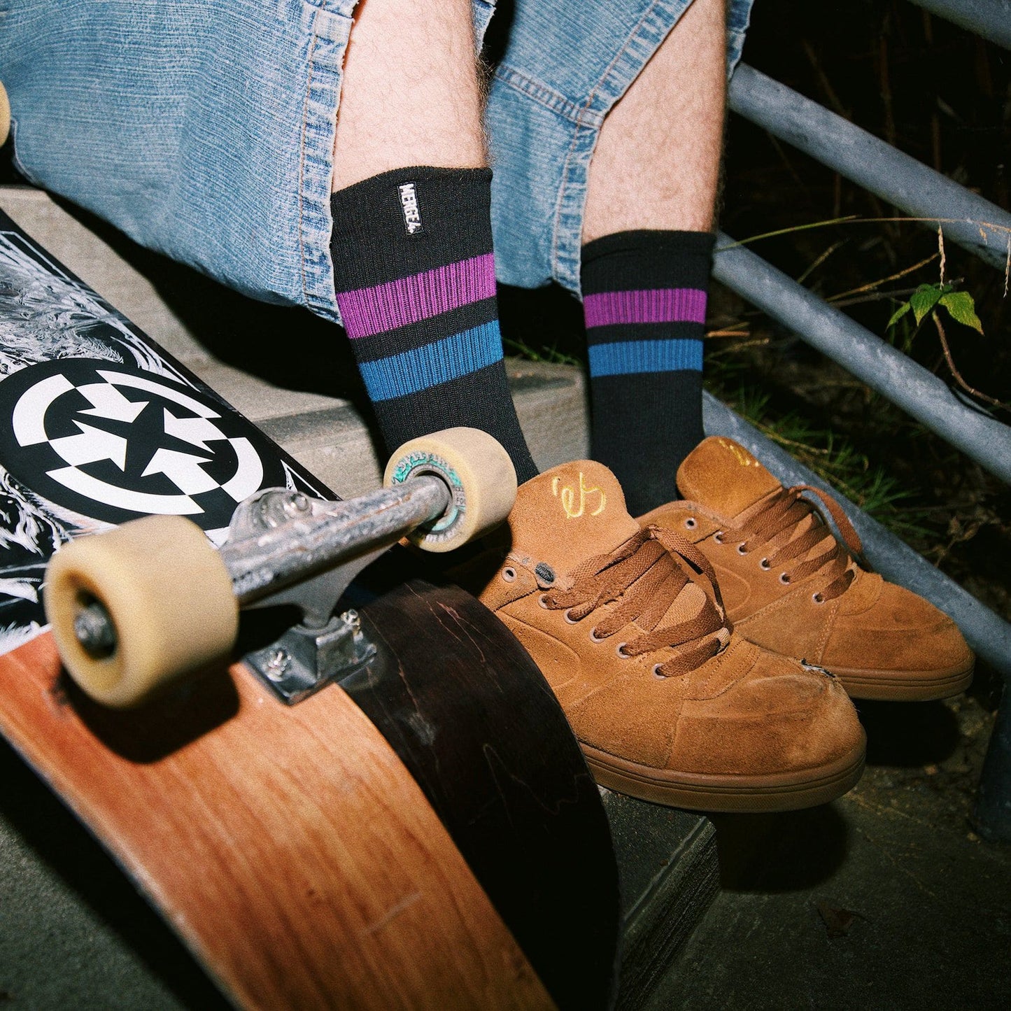REPREVE® Subtle Grape Black Crew Socks