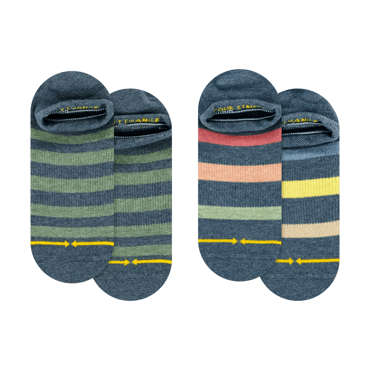 Pencil Stripe Plant Dye No Show Socks 2-Pack
