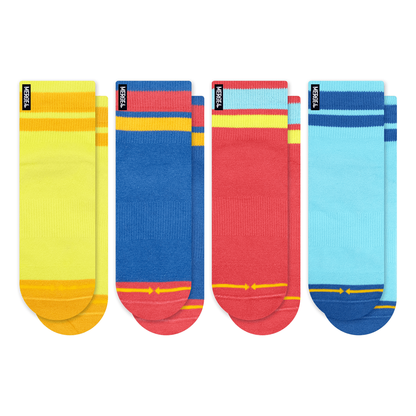Organic Cotton Color Block Quarter Crew Socks 4 Pack