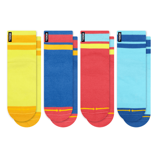 Organic Cotton Color Block Quarter Crew Socks 4 Pack