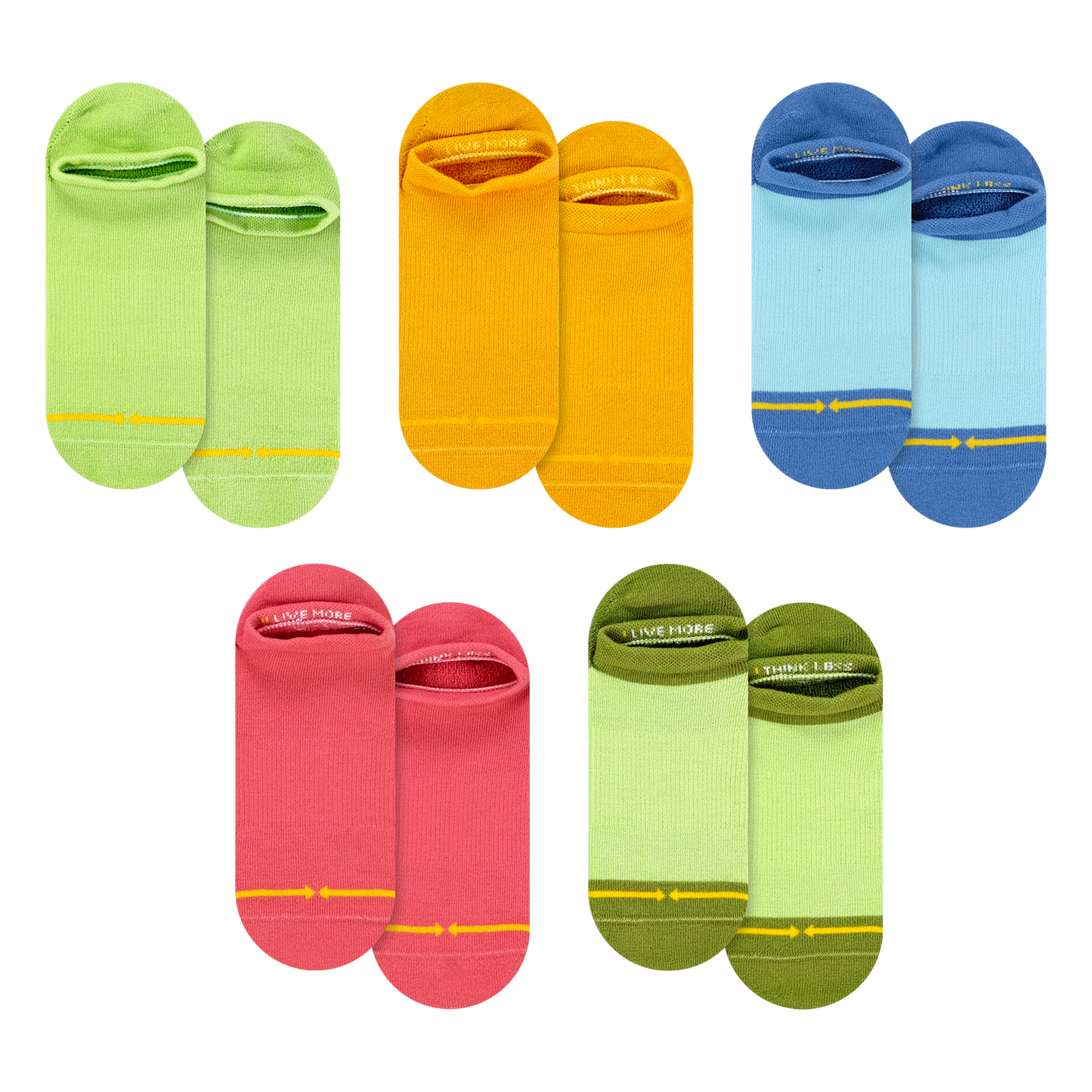 Rainbow Organic Cotton No Show Socks 5-Pack