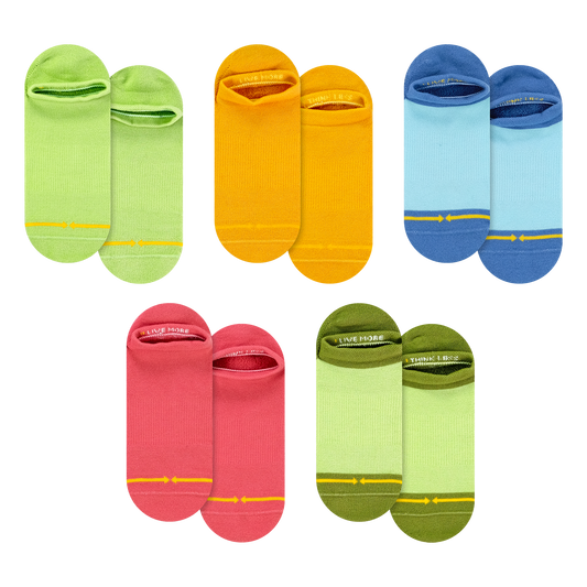 Rainbow Organic Cotton No Show Socks 5-Pack