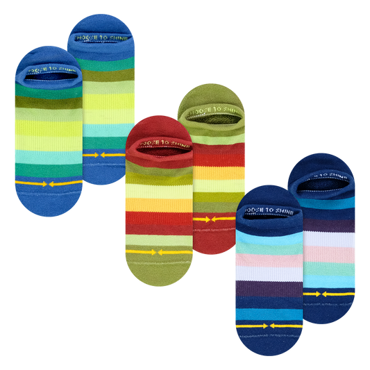Sunset Stripes Organic Cotton No Show Socks 3-Pack