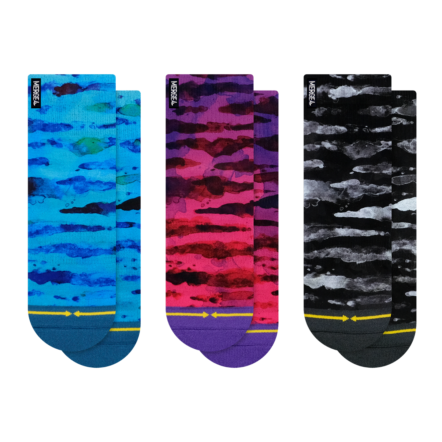 Water Color Quarter Crew Socks 3-Pack