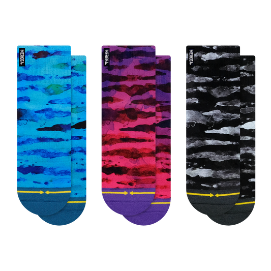 Water Color Quarter Crew Socks 3-Pack