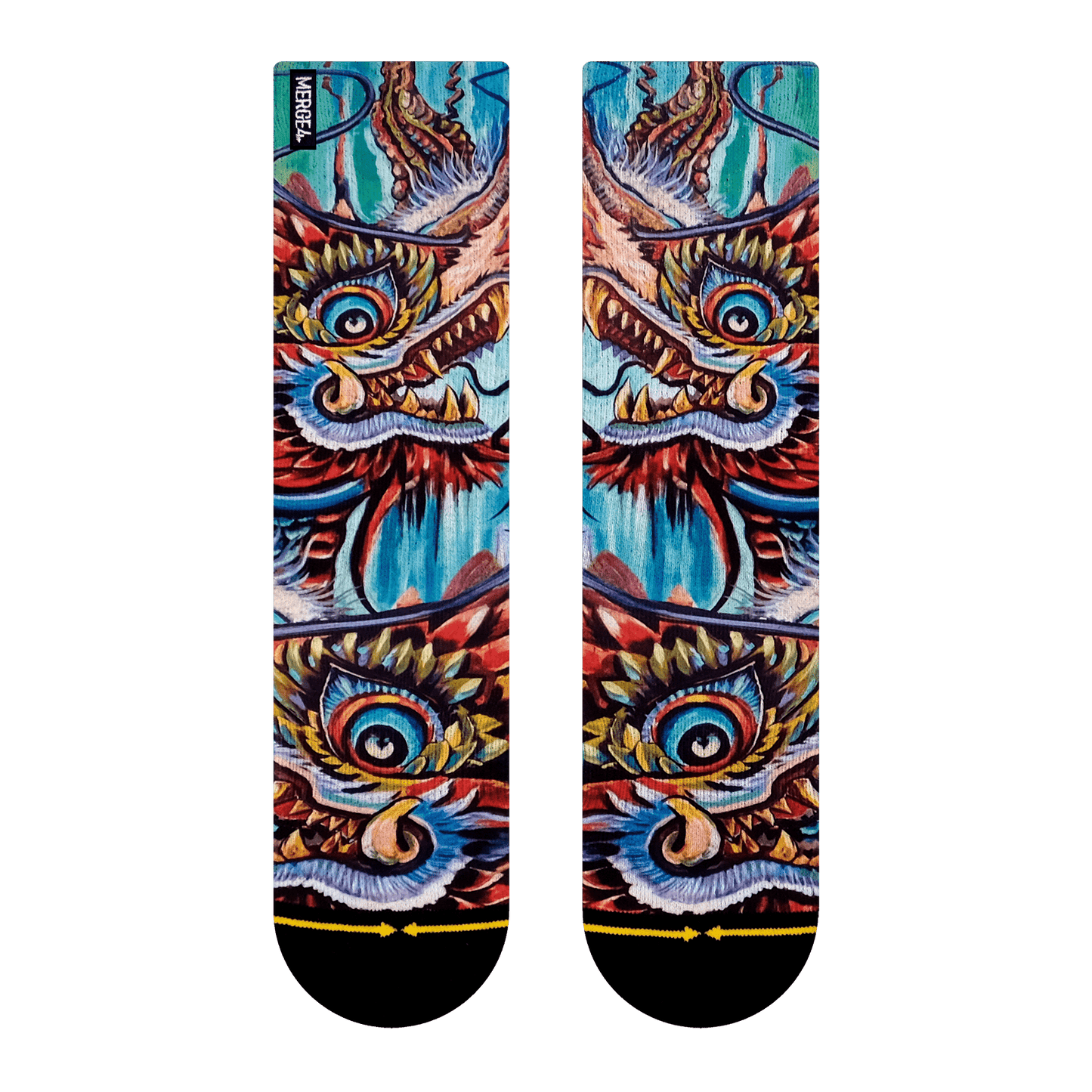 Dragon Tattoo Style Crew Socks With Art By Mike Espinosa