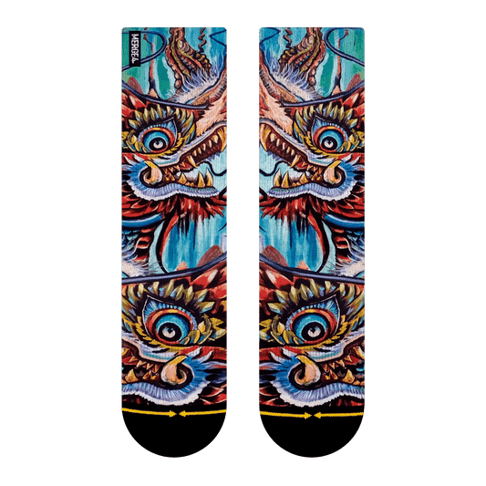 Dragon Tattoo Style Crew Socks With Art By Mike Espinosa