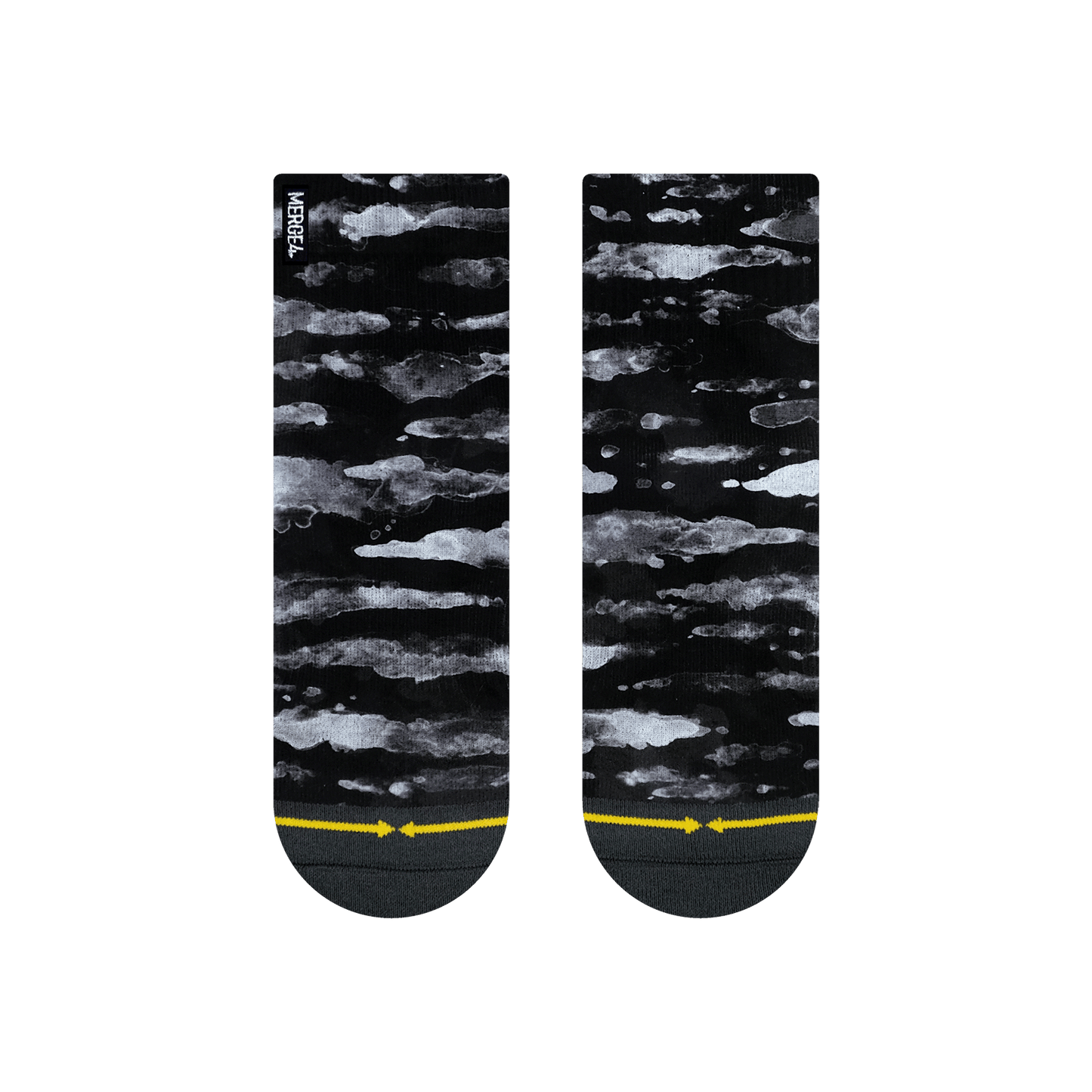 Black Water Color Quarter Crew Sock