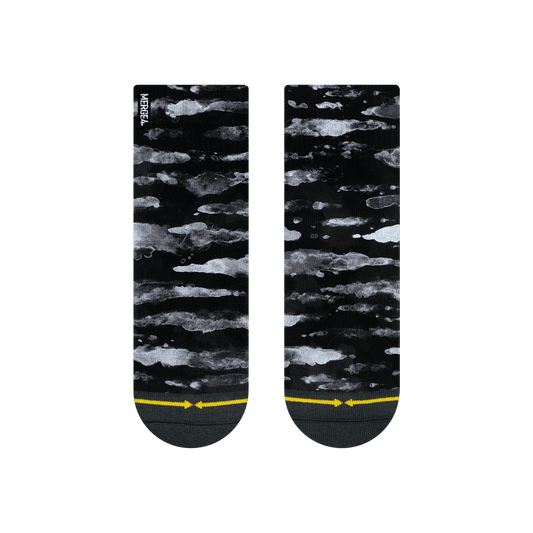 Black Water Color Quarter Crew Sock