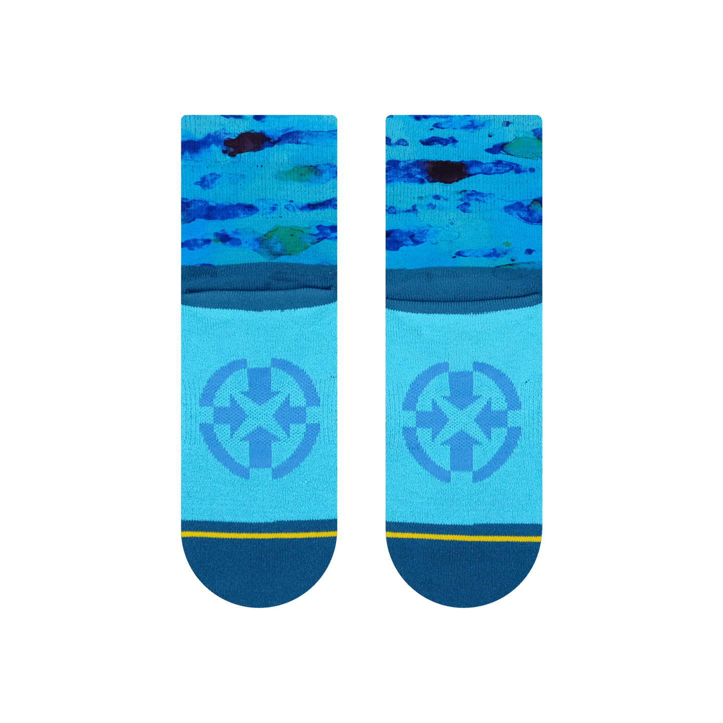 Blue Water Color Quarter Crew Socks