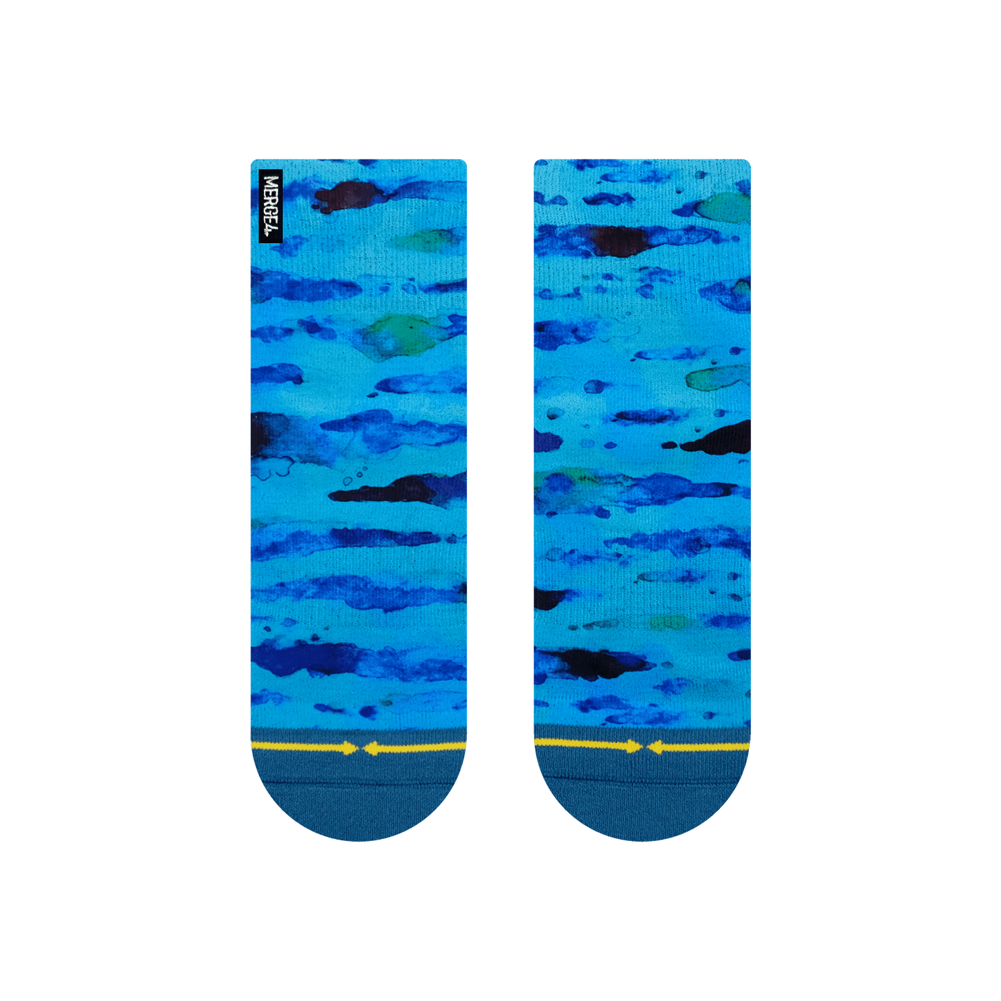 Blue Water Color Quarter Crew Socks
