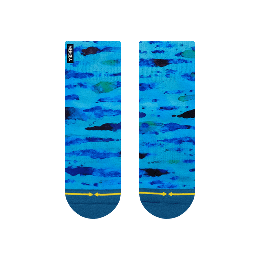Blue Water Color Quarter Crew Socks