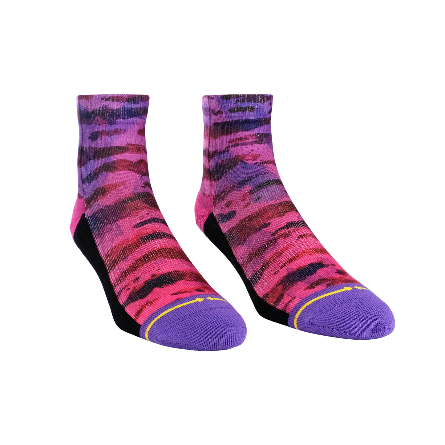 Purple Water Color Quarter Crew Sock