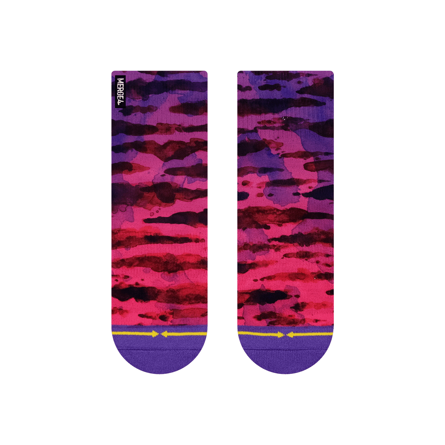 Purple Water Color Quarter Crew Sock