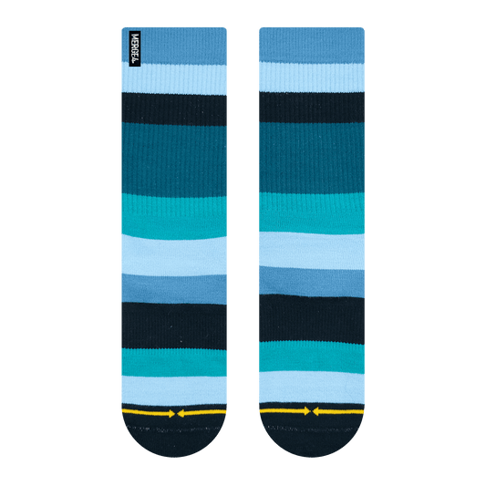 Ocean Bamboo Stripes Crew Sock With Art By Spidey De Montrond