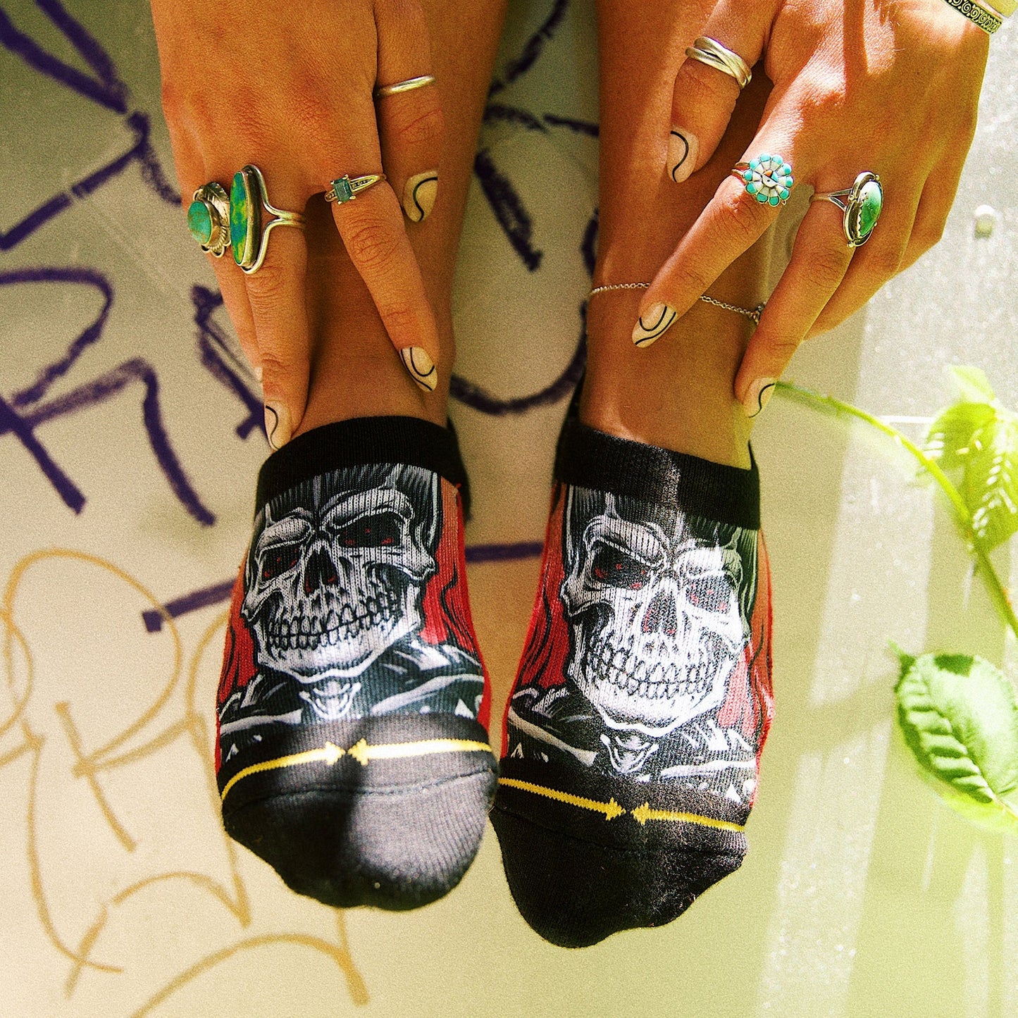 No Time To Waste No Show Socks With Art By Jimbo Phillips