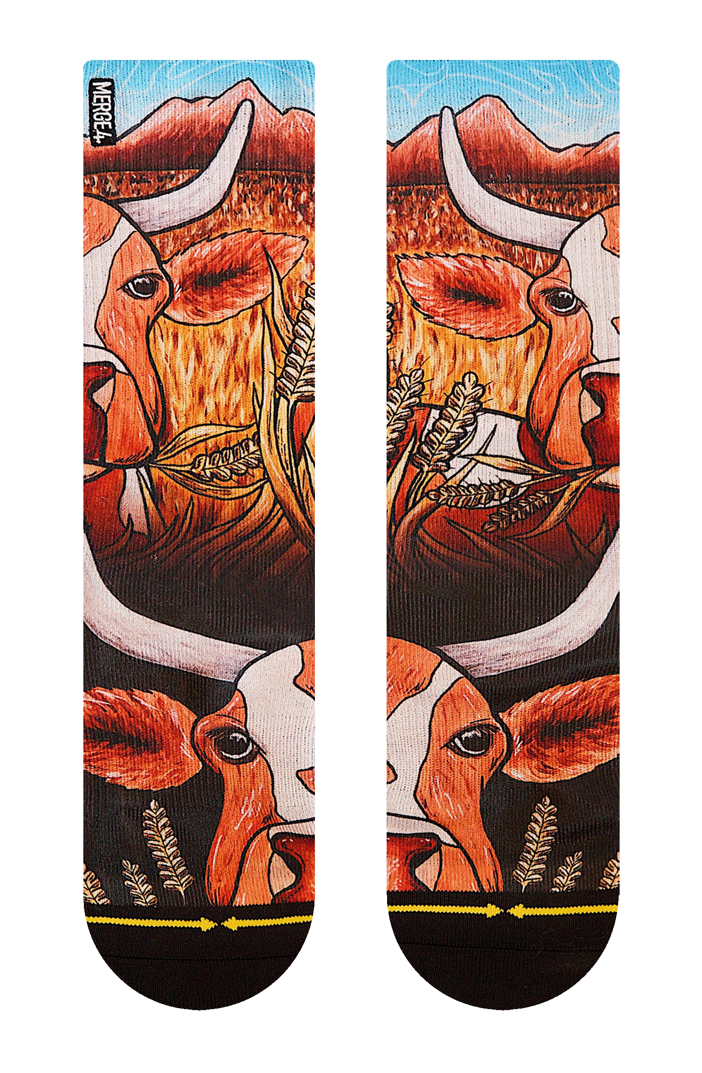 Bull Crew Socks with Art by Kaia Myall